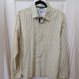 Express Men’s XL Yellow & Blue Striped Shirt